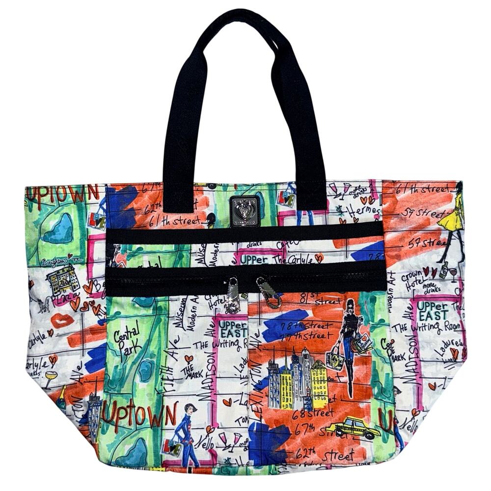 BRIGHTON Super Tote with Locking Zipper New York City Print Large Travel Shopper - Picture 11 of 16